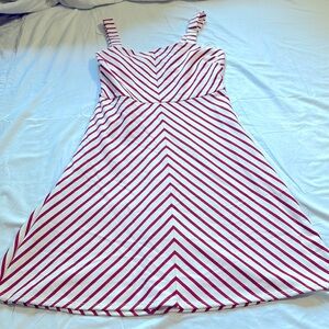 Draper James RSVP Red & White Striped Fit & Flare Dress, Size L